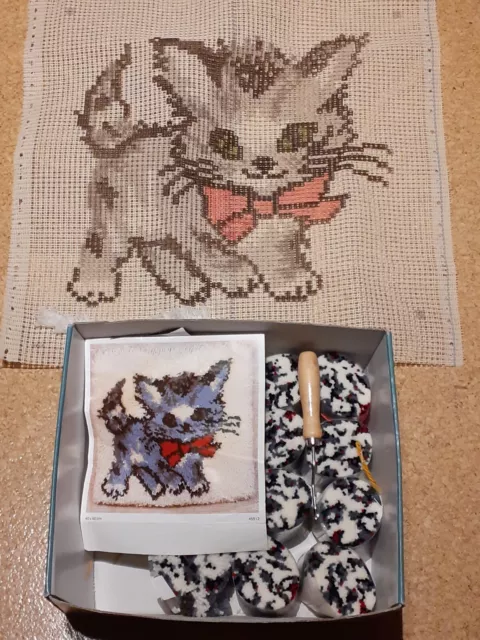 Smyrna Knüpf-Bild, Knüpfkissen?  Größe 40x40 cm mit Stramin und Knüpfgarn, Katze