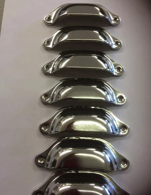 8 poignées de tirage, boutons en métal argent, armoire tiroir coffre chrome coque poignée traction