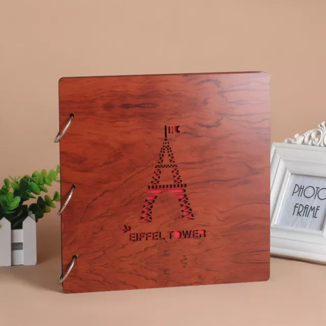 Paris Tower DIY Album 27cm Wood Cover 3 Rings Photo Album Wedding Scrapbook