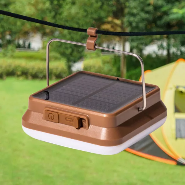 fr Lampe de camping LED 1000 mAh solaire rechargeable USB IPX4 étanche (marron c