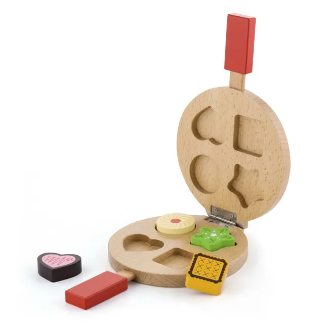 Viga Toys Waffeleisen aus Holz, Cookie Maker Steckspiel, Kinderküche