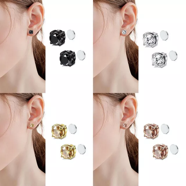 Women Men Magnetic Ear Clips Rhinestone Earrings Without Pierced Fashion Jewelry