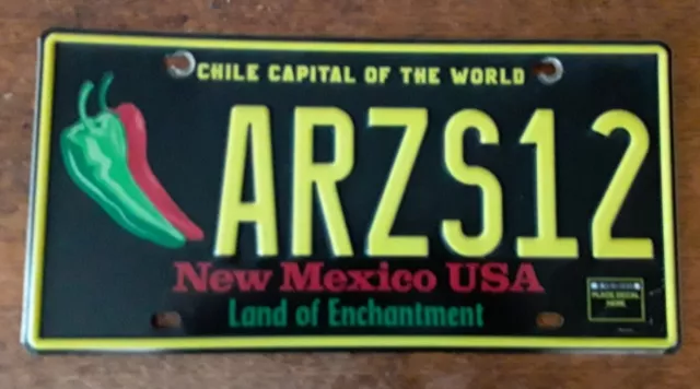 New Mexico Chili Capital License Plate Land Of Enchantment - Excellent Condition