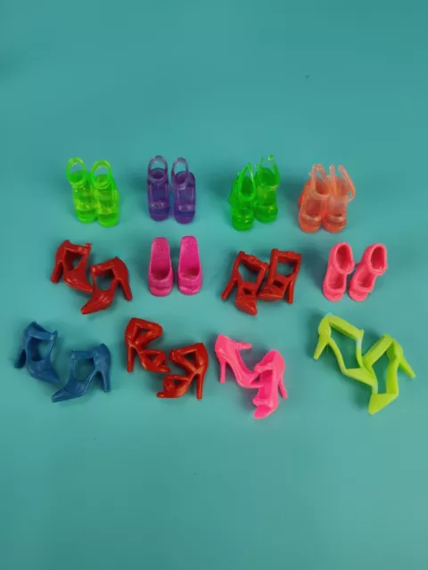 Mattel Barbie  Modern Shoes Lot Of 12 Heels Red Pink Green VG