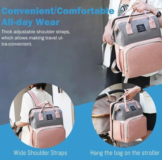 Diaper Bag Backpack with Changing Station, Foldable Baby Diaper Bags Large...