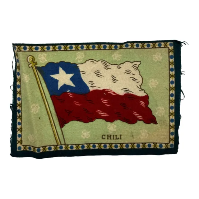 Antique Chile Flag Tobacco Felt 8”x5.5”