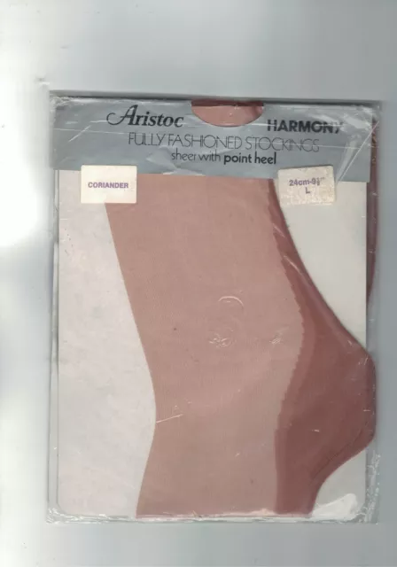 Vintage Aristoc Harmony Point Fully Fashioned Stockings Coriander Size 9.5