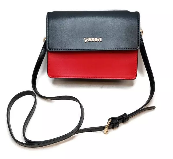 Women's Satchal Crossbody Purse - Black Red Handbag Shoulder Messenger Tote