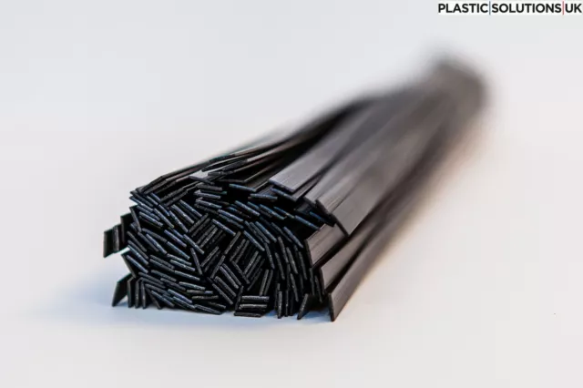 PP/EPDM plastic welding rods (10mm) flat shape, black, pack of 10-50 pieces