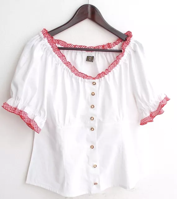 Camicia tradizionale da donna bianca con rivestimento a quadri taglia 42 di costume tradizionale OS