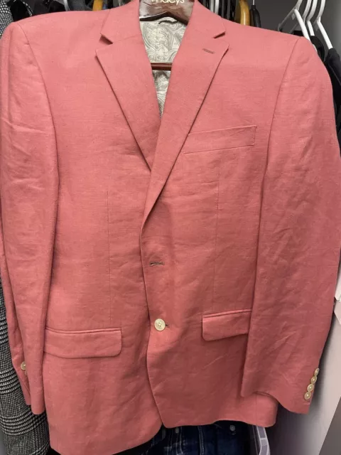 Polo Ralph Lauren Suit Blazer Linen Coral 38R Mens
