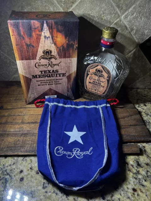 Crown Royal Texas Mesquite Whisky Box, Bottle, & Bag Set 750mL. Limited Edition!