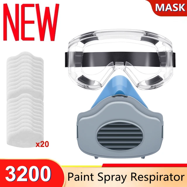 Half Face Gas Mask Paint Spray Chemical Factory Respirator Safety Work + Goggles