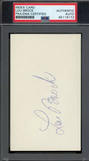 Lou Brock PSA DNA Coa Signed 3x5 Index Card Autograph