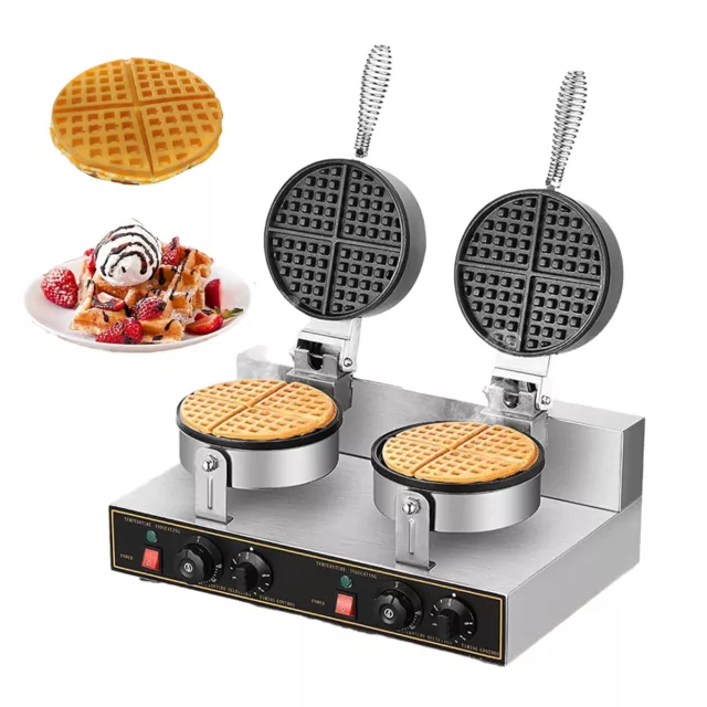 110V Double Waffle Maker Commercial Cake Waffle Egg Maker Oven Machine Nonstick