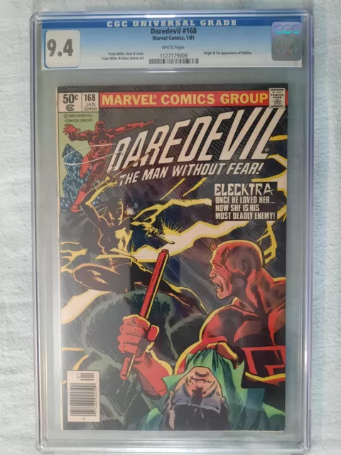 Daredevil #168 CGC 9.4 White pgs. 1st App.of Elektra