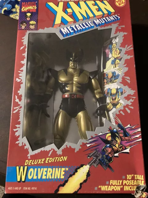 Marvel 10” Metallic Mutants Gold Wolverine Deluxe Edition Toybiz Figure X-Men
