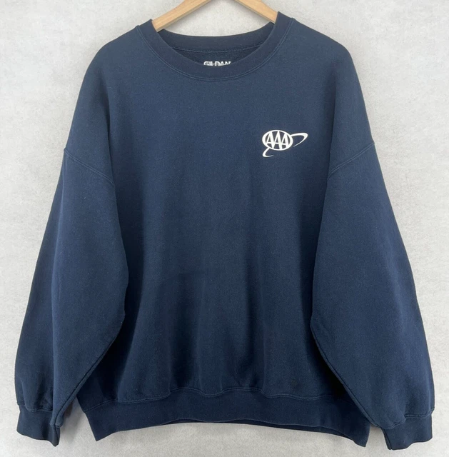 AAA AMERICAN AUTOMOBILE ASSOCIATION Sweatshirt Mens 2XL Fleece Lined Blue
