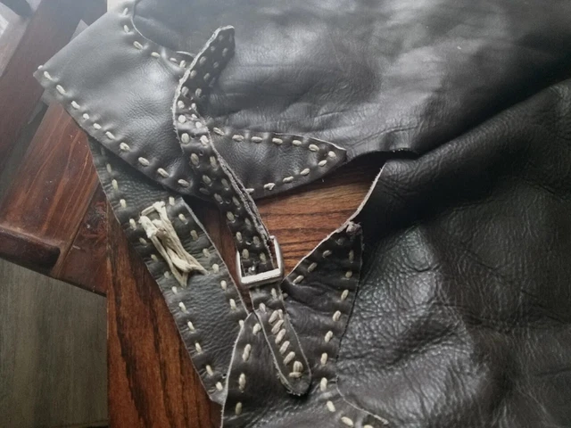 Brown Hand Made leather chaps 32" To 46" Adjustable Waist Horse Motorcycle