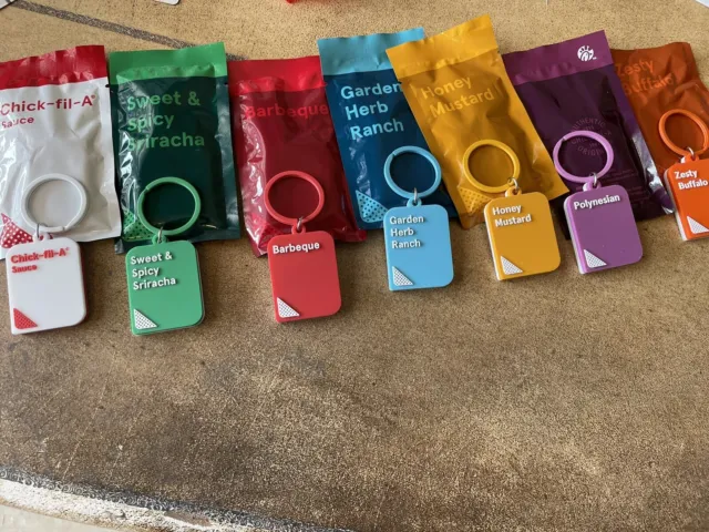 Chick-fil-A Sauce Keychain Complete Set Of 7 Sealed Brand New