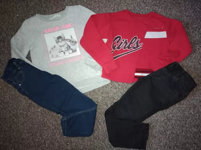 Girls Outfits bundle H&M/other jumpers & Matalan/Denim Co bottoms 5-6 Years