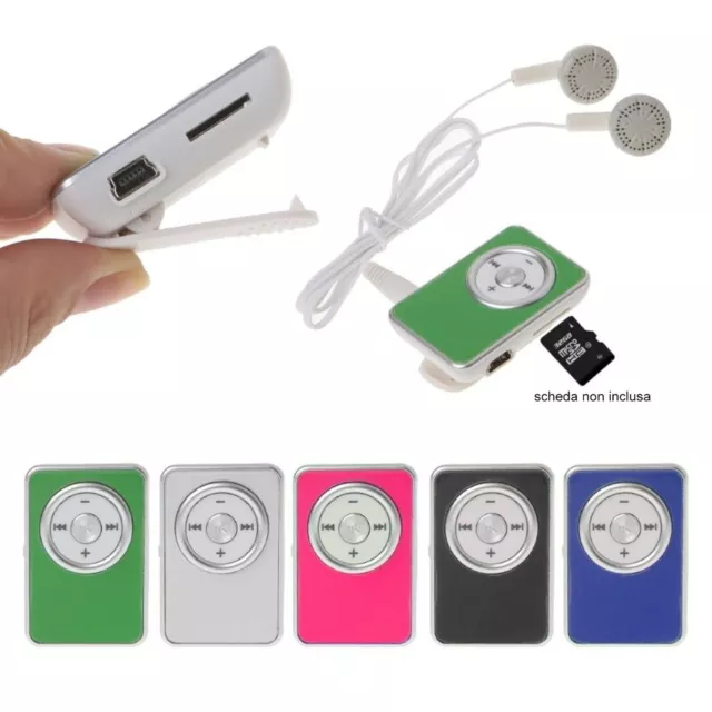 Mini LETTORE PLAYER MP3 con cuffie + cavo USB supporto memoria fino a 32GB
