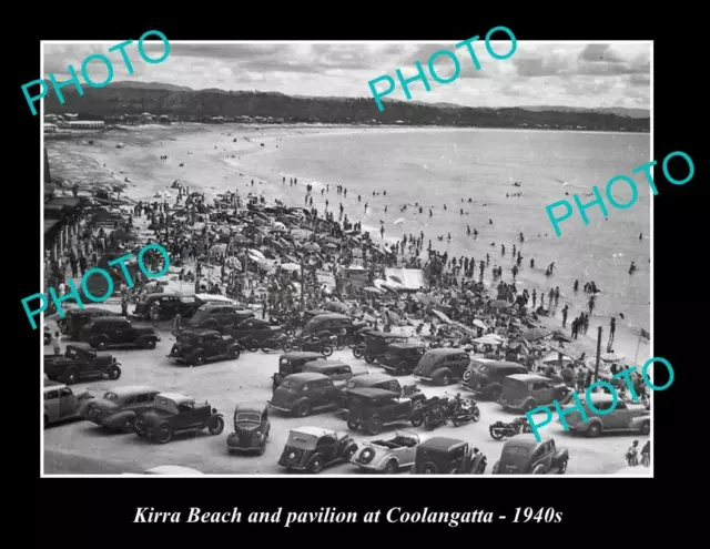 OLD 8x6 HISTORIC PHOTO OF COOLANGATTA QLD VIEW OF KIRRA BEACH ca1940