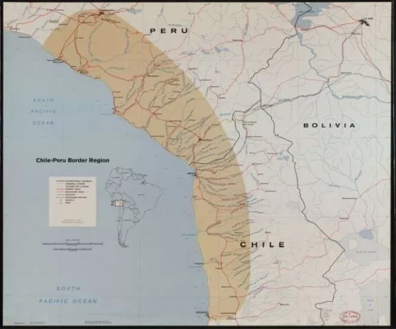 1974 MAP| CHILE-PERU border region| Boundaries|Chile|Peru Map Size: 20 ...