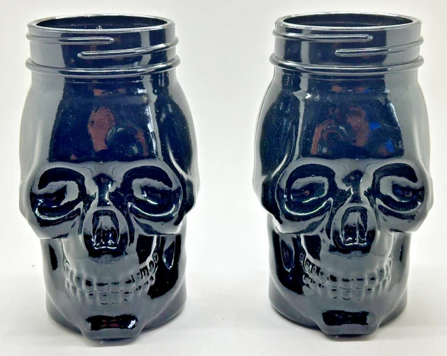 2 X BLACK Dead Mans Fingers Spiced Rum Skull Glasses - Pub Home Two Pair £15.99 - UK