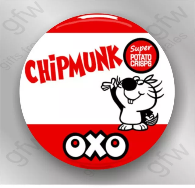 Chipmunk OXO crisps badge - Large Button Badge - 58mm diam