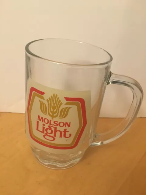 Vintage Molson Light Beer Cup With Handle, 5.5 Inch, Used + 2.5" Button