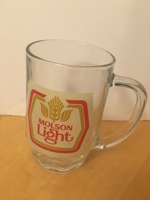 Vintage Molson Light Beer Cup With Handle, 5.5 Inch, Used + 2.5" Button