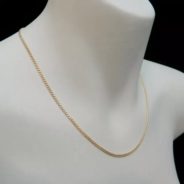 New Solid 9ct Gold 2.1mm Curb Chain Necklace 40,45,50,55,60,70 or 80cm (9k 375) 2