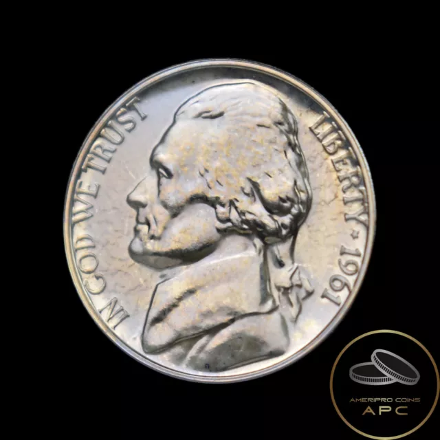 1961 Jefferson Nickel Uncirculated High Grade Proof Like From MINT SET FULL STEP