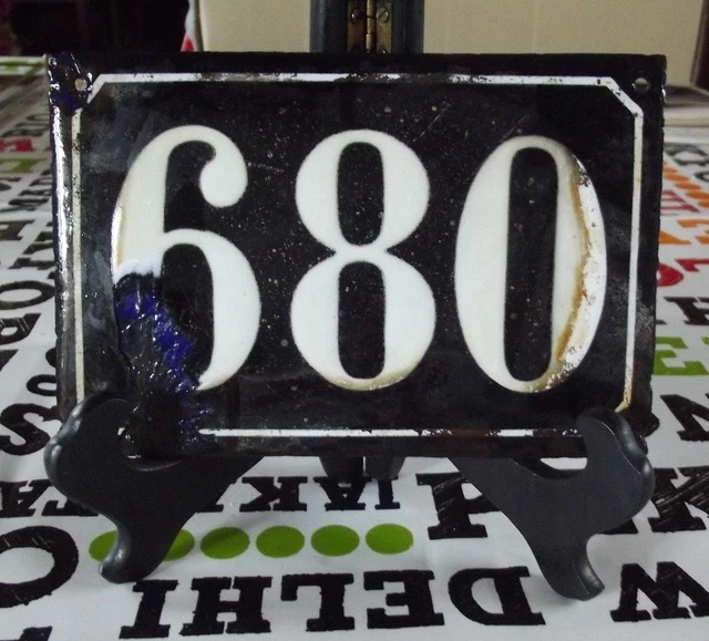 Grande Old Black French House Number 680 Door Gate da Parete Piatto D Metallo IN