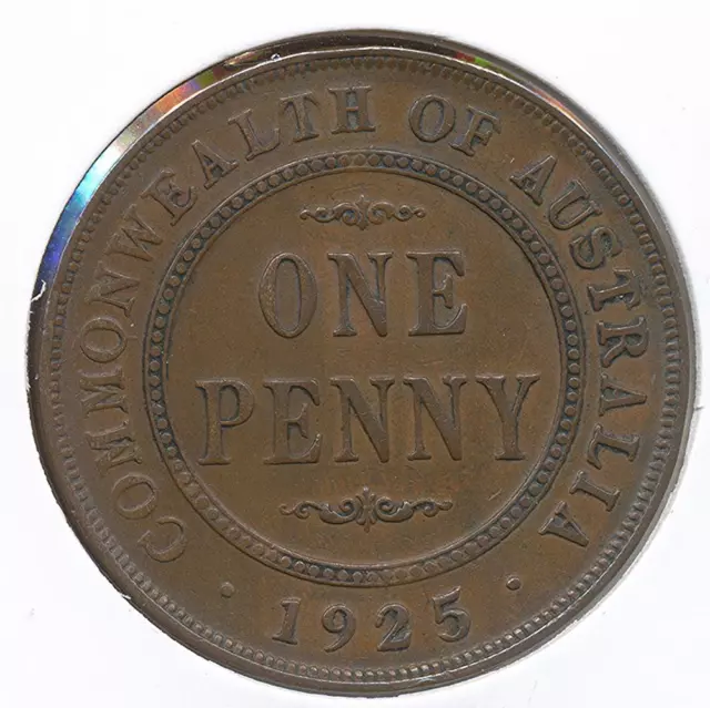 Australia 1925 One Penny 1d George V - almost Very Fine