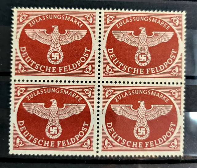 1943 WW2 German 3rd Reich era block of 4 stamps Military Mail Stamps MNH