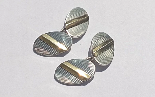 Ancien Bouton De Manchette En Argent  Massif.