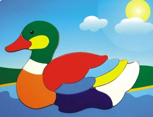 Wooden Jigsaw Puzzle, Duck. Pre School Educational Toy.