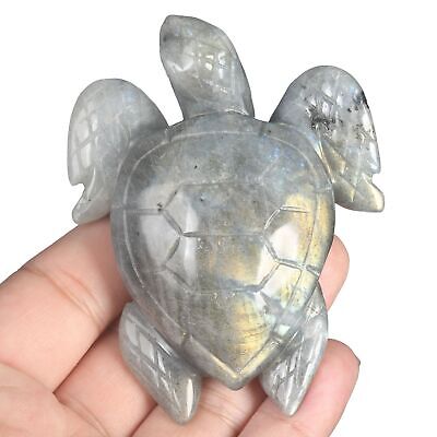 Mascota natural de piedra lunar tortuga marina tallado Reiki decoración regalo # BD45