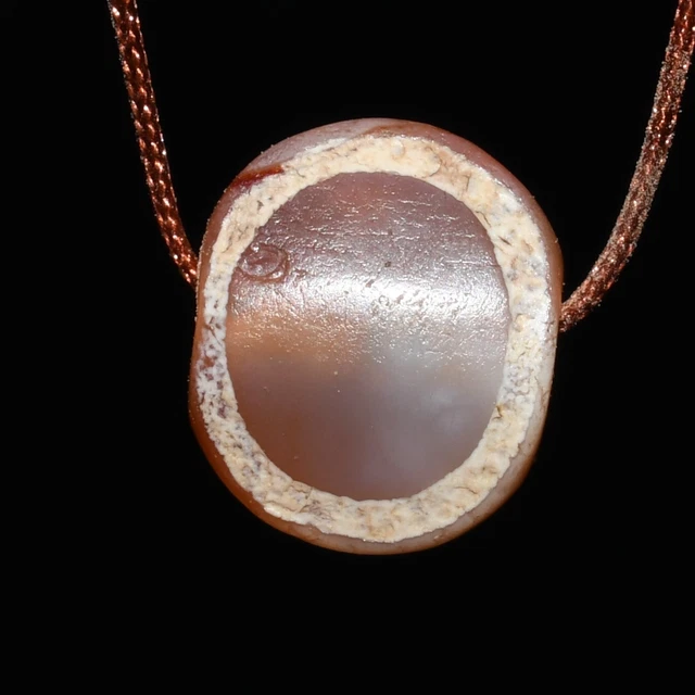 Large Genuine Ancient Etched Carnelian Dzi Luk Mik Bead in Perfect Condition