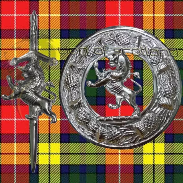 "Nuova spilla scozzese a quadretti kilt mosca rampante leone 3"" cromata highland spilla celtica 4"