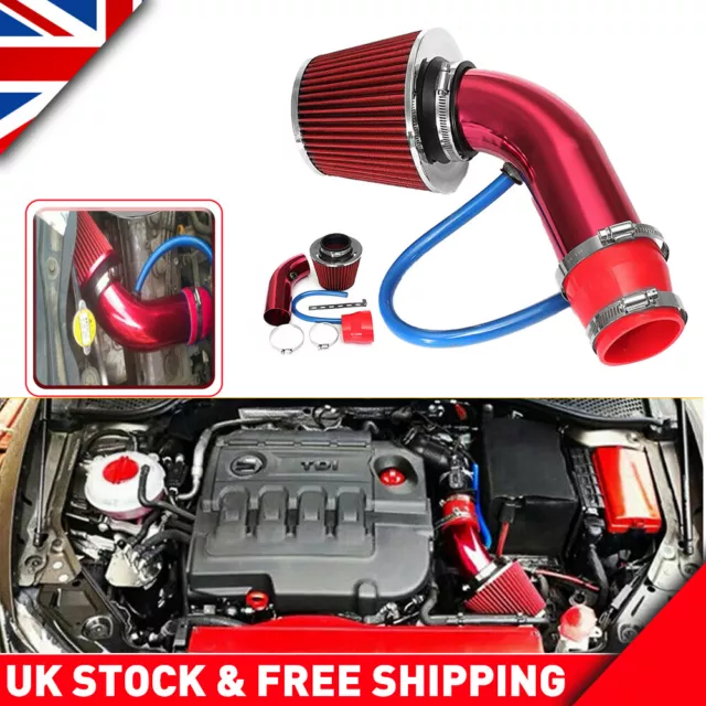 Car Cold Air Intake Filter Induction Pipe Kit Hose System Universal 3“76mm Black