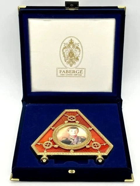 Faberge Picture Frame Guilloche Enamel Red Gold Triangle in Presentation Box.