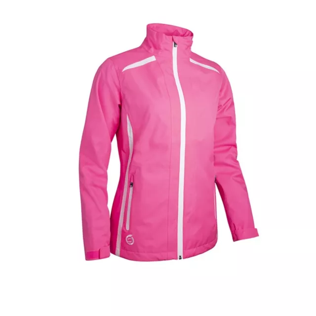 Sunderland Golf Killy Ladies Waterproof Jacket Pink/ White - Size Medium 36-38"