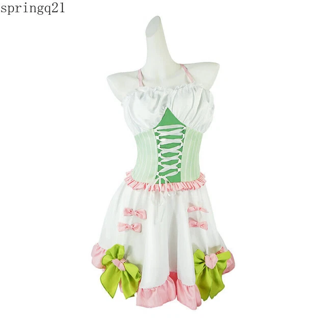 Anime Demon Slayer Kanroji Mitsuri Cosplay Costume Maid Dress Halloween Outfit