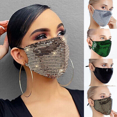 Sequin Glitter Fashion Bling Party Face Mask Washable Reusable Cover Breathable