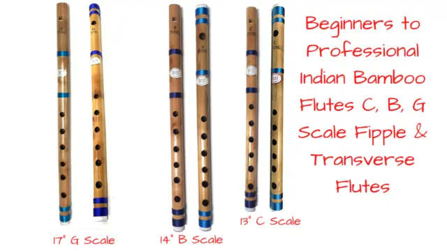 Beginners to Professional Indian Bamboo Flutes Bansuri Murli Select Scale & Size 3
