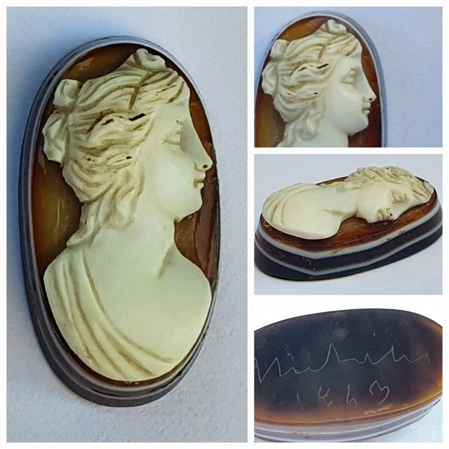 Magnifique Broche Camée En Corail Blanc Avec Portrait De Femme - Bijou Ancien Et élégant