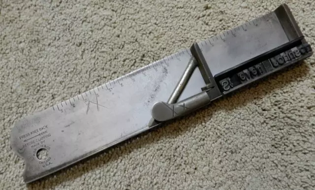 HB Rouse Printer's Typesetting COMPOSING STICK,  13 letters +2 linespacers
